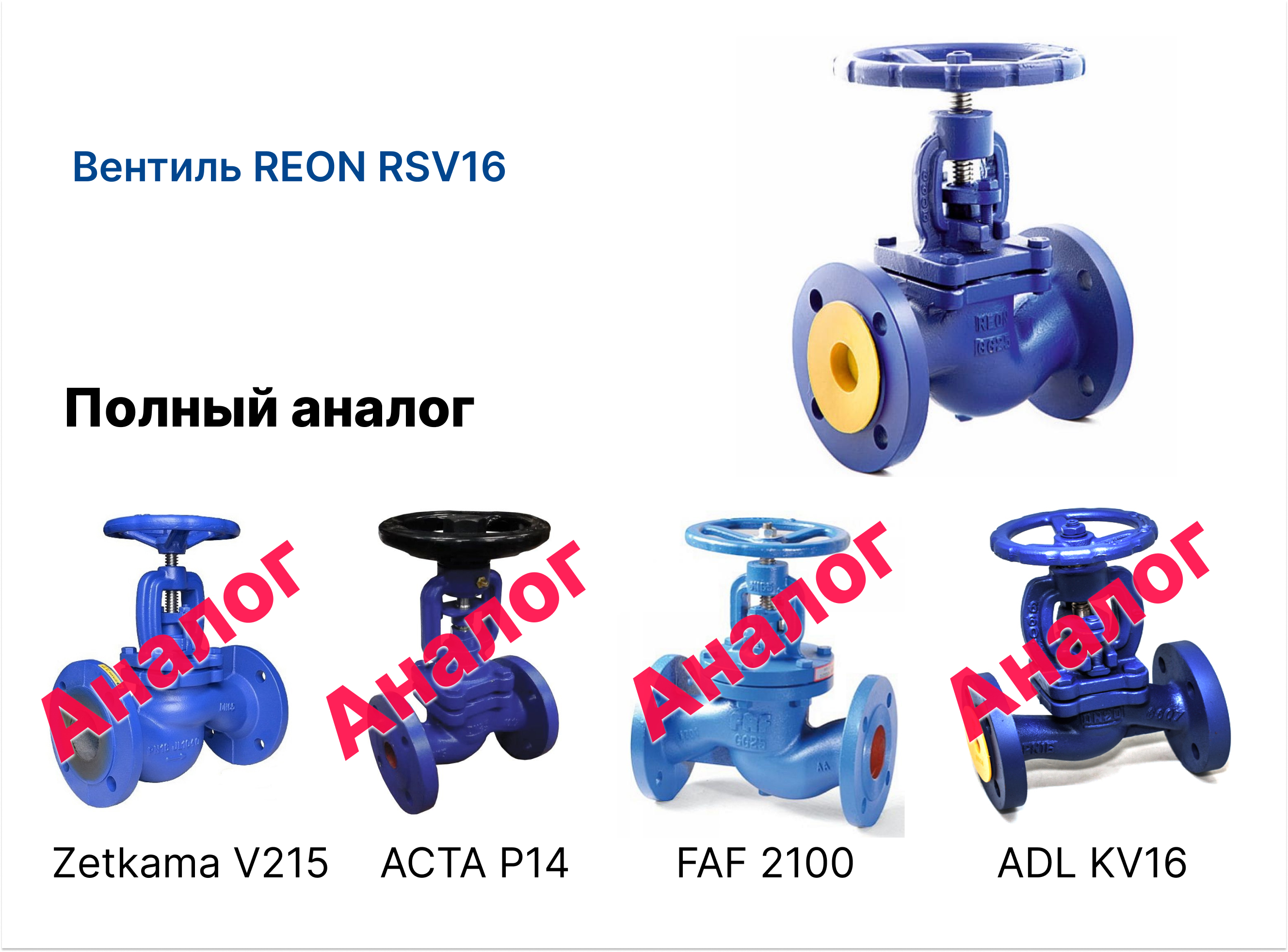 Вентиль чугунный фланцевый RSV16 ДУ 250 REON - Серник