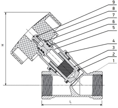 Клапан балансировочный руч. DN40 REON тип RSV54 (PN16, Тmax=110°С, корпус-латунь, Kv=25,5м³/ч) - img1